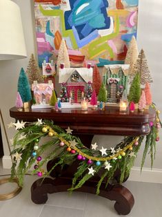 Colorful, Christmas Home Tour — Tippy Taylor Vintage Kitsch Christmas, Archway Garland Christmas, Archway Garland, Eclectic Christmas Decor, Whimsy Christmas, Eclectic Christmas, Xmas Garland, Whimsical Christmas Decor, Blue Christmas Decor