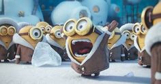 the minions from despicable me are in front of other minion characters