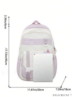 BagForLove - Preppy Multi-Pocket Heart & Letter Embroidery Medium Classic Backpack - Chic Charm Decoration Product Description Color Purple Composition 100% Polyamide Pattern Type Colorblock Bag Size Medium Material Polyamide Type Classic Backpack Size Chart INCH CM Handle Height Strap Length Bag Height Bag Width Bag Length 2.4 inch 31.5 inch 17.7 inch 7.1 inch 11.8 inch Handle Height Strap Length Bag Height Bag Width Bag Length 6 cm 80 cm 45 cm 18 cm 30 cm Details Pictures Similar Products h2 { text-align: center; } /* æ¢è¡ */ li{ white-space: normal; word-break: break-all; word-wrap: break-word; } .red-box { width: 100%; display: flex; flex-direction: row; flex-wrap: wrap; justify-content: center; } .red-box > div { width: 190px; height: 250px; margin: 10px; } .red-box > div > a > img Cute School Backpack With Pockets, Trendy White Backpack With Pockets, Cute Standard Backpack With Pockets, White Backpack With Pockets For Back To School, White Backpack With Pockets For Daily Use, Heart Letter, Letter Embroidery, Word Wrap, Classic Backpack