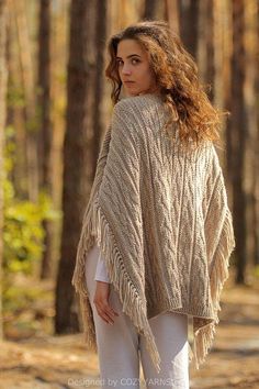 KNITTING PATTERNS DIY Hand Knit Poncho Blanket Fringe Poncho Women Poncho Sweater Wool Poncho Cape Wrap Poncho Wrap Knit Poncho Oversized # This is the Knitting Pattern for the Fringe Blanket Poncho - a stunning lose fitting poncho with fringe. You will never want to take it off. Listing for KNITTING PATTERN only, PDF FILE , not finished product. Skill level -2 Easy This knitting pattern is written in 8 sizes (child 5/6, 7/8, 9/10, adult XS, S, M, L, XL). Pictured is size M All instructions in s Winter Shawl Knitting Pattern, Knitted Shawl Cape For Fall, Knitted Shawl For Fall, Winter Poncho Cape In Knit, Knitted Shawl Pattern For Fall, Winter Knit Cape Poncho, Winter Knit Poncho Cape, Cozy Knit Shawl, Fall Knitted Shawl Cape