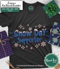 the snow day shirt is next to presents