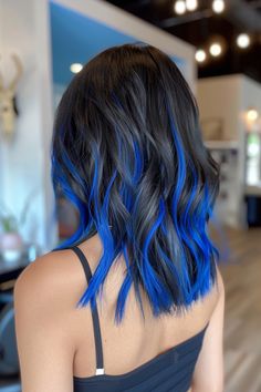 Brown Hair With Blue Ombre, Under Hair Dye Brunette, Brunette Hair With Color, Highlight Hairstyles, Blue Brown Hair, Hair Styles For Medium Hair, Girl Hair Styles, Highlights Hairstyles, Diy Hair Dye