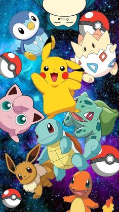 pokemon wallpaper with many different types of pikachu