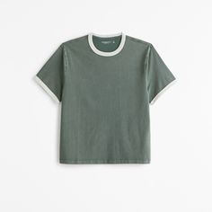 Our new short-sleeve tee in our softAF 212g fabric and new tailored back classic fit, with a biopolish finish, that creates a clean and crisp feel to the touch. Features a cropped length, crew bound collar neckline and straight hem. Classic Green T-shirt For Spring, Men's Tops, Hunter Green, Mens Tees, Abercrombie Fitch, Short Sleeve Tee, New Arrivals, Collar, Mens Tops