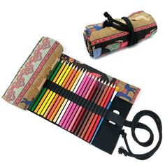 Take your coloring tools on the go with these pencil roll organizers. Each organizer comes with 72 slots that are able to firmly hold colored pencils, markers, gel pens, and brushes in place without sliding out. There are even slots at each end for erasers. A flap on one side of the organizer covers and protects the pencil tips from breakage. Easily rolls up and compactly fits in your backpack, suitcase, or tote bag. Made with durable canvas that washes easily. Available in various designs to in Multicolor Rectangular Pencil Case For Travel, Playful Multicolor Pencil Case With Pen Slots, Multicolor Pencil Case With Zipper Closure, Multicolor Rectangular Pencil Case With Pen Slots, Backpack Suitcase, Multicolor Pencil-shaped Case With Pen Holders, Pencil Roll, Barware Accessories, Earring Jewelry Box