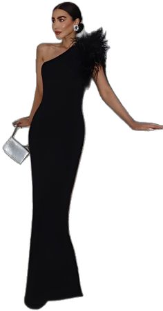 Chic Black Bodycon Dress For Prom, Elegant Maxi Dress For Club, Elegant Black Maxi Dress For Club, Black One-shoulder Bodycon Prom Dress, One Shoulder Black Bodycon Dress For Prom, Black One-shoulder Bodycon Dress For Prom, Elegant Formal Bodycon Dress With Mermaid Hem, Off-shoulder Solid Color Bodycon Evening Dress, Fishtail Bodycon Dress For Night Out