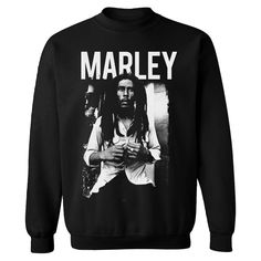 You won't worry about a thing in this Bob Marley graphic sweatshirt. You won't worry about a thing in this Bob Marley graphic sweatshirt.  Crewneck Long sleevesFABRIC & CARE Cotton, polyester Machine wash Imported Size: S. Color: Black. Gender: male. Age Group: adult. Material: Cotton Blend. Band Merch Long Sleeve Sweatshirt With Slogan, Fall Band Merch Sweatshirt With Text Print, Bob Marley Graphic, Sweatshirt Crewneck, Buy One Get One, Graphic Crewneck Sweatshirt, Bob Marley, Graphic Crewneck, A Thing