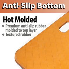 an orange cutting board with the words hot molded written on it and below it