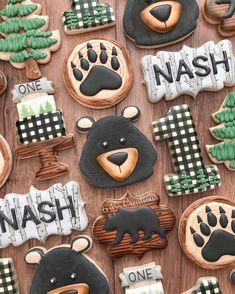 Happy Camper Birthday Party, Camping Theme Birthday, Lumberjack Birthday Party, One Happy Camper, Lumberjack Birthday, Boys First Birthday Party Ideas, Camping Theme Party, Party Cookies, Camping Birthday Party