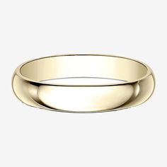 For the ultimate in simplicity and sophistication for your big day and beyond, try this women's wedding band. Made from 10K Yellow Gold, this smooth wide ring features a subtle sculpted inlay on the front. Ring Style: Wedding Bands, Bands, His & HersFeatures: Quick ShipMetal Color: YellowRing Gallery Height: 1.3mmRing Top Width: 4mmBand Width: 4mmCare: Wipe CleanMetal: 10k GoldAssembled in the US from Imported Materials 14k Gold Wedding Bands With Polished Finish, Classic Yellow Gold Hammered Stackable Rings, Plain Gold Wedding Band Men, Wedding Bands In 14k Gold, Tarnish Resistant, Mens Gold Wedding Band, Yellow Rings, Yellow Gold Wedding Band, Wide Rings, Womens Wedding Bands