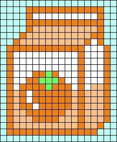 an orange and white square with squares in the shape of a woman's face