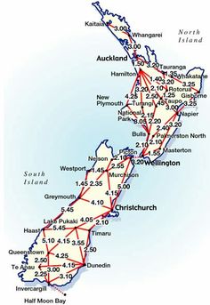 a map of new zealand showing the route