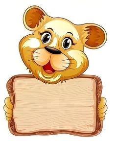 a cartoon mouse holding a wooden sign