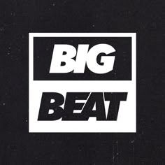 the big beat logo is shown in black and white