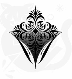 an ornate black and white design on a white background