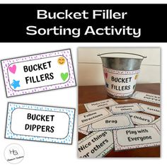 bucket filler sorting activity for students to practice spelling and matching words with their name