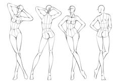 three female body shapes in different positions