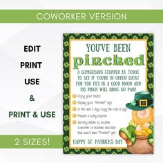 a st patrick's day printable poster with the text, you've been picked