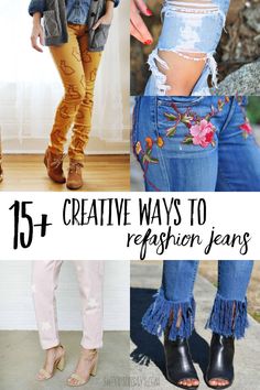 Refashion Denim, Diy Jeans Refashion, Jean Refashion, Refashion Jeans, Pants 2020, How To Make Jeans, Jeans Refashion, Jeans Tutorial, Denim Refashion