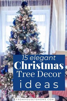 Silver And Navy Blue Christmas Tree, Red Blue And White Christmas Tree, Green Tree With Blue Decorations, Christmas Tree Decor Blue And Silver, Blue And Silver Christmas Tree Ideas Diy, Christmas Tree Blue And Silver Ideas, White And Blue Xmas Tree, Blue Ornaments On Christmas Tree, Christmas Tree With Blue And Silver