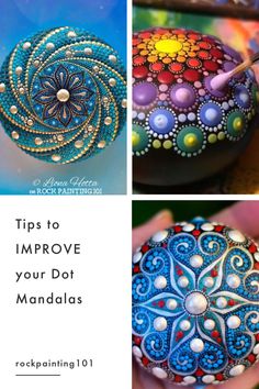 three pictures with the words tips to improve your dot mandals on them and an image of