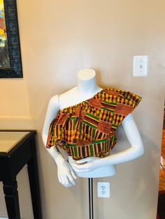 Fitted Multicolor One Shoulder Top, Fitted One-shoulder Crop Top For The Beach, Kente Tops, Ankara Off Shoulder Top, African Crop Top, Ankara Trousers, Ankara Blouse, African Tops, Body Fashion