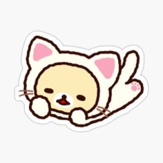 a sticker with an image of a cat laying on it's back and eyes closed