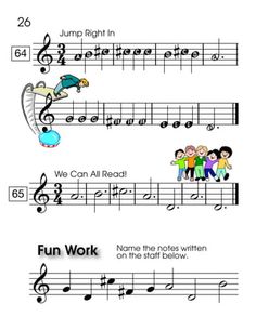 sheet music for children to learn how to play the song jump right in, we can all read