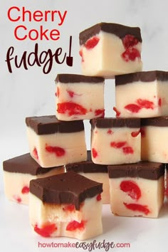 a stack of fudge chocolates sitting on top of each other