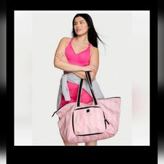 Nwt! Beautiful Victoria's Secret Signature Pink Stripes Packable Weekender Bag. This Functional-Meets-Sleek Tote Is Sized Just Right For All Your Getaway Essentials. The Lightweight Material Neatly Folds Into A Packable Pouch To Save Space On The 8go. In Our Iconic Signature Stripe Finish Featuring Our Logo. Folds Into Packable Pouch, Perfect For Travel 1 Exterior Pocket 1 Interior Back Wall Pocket Measures: 26 1/2" L X 10 1/2" D X 15" H Sustainable Polyester And Nylon Trendy Pink Packable Bags, Pink Foldable Bag For Daily Use, Pink Packable Shopping Bags, Pink Packable Bags For Daily Use, Pink Packable Travel Bag, Packable Pink Bags For Daily Use, Daily Use Packable Pink Bags, Functional Pink Shopping Bags, Pink Weekend Bag With Removable Pouch