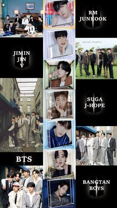 the poster for bts's upcoming album is shown in multiple pictures, including one with