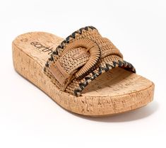 Slide into these summery sandals and enjoy the comfy feel and cute look. A raffia band with a buckle detail makes them ideal for those warm weather outings. From Earth Brands Footwear. Casual Wedge Sandals With Buckle For Vacation, Summer Wedge Sandals With Adjustable Buckle, Adjustable Buckle Closure Summer Wedge Sandals, Comfortable Footbed Sandals With Buckle For Vacation, Adjustable Buckle Footbed Sandals For Vacation, Adjustable Buckle Closure Footbed Sandals For Vacation, Beach Straw Wedge Sandals With Cork-bed Midsoles, Beach Season Sandals With Buckle Closure For Vacation, Adjustable Buckle Wedge Sandals For Vacation