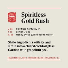 a poster with the words spiritless gold rush on it