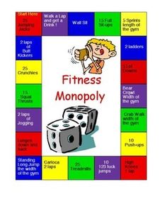 a poster with the words fitness monopoly on it