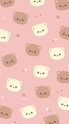 a pink background with teddy bears on it