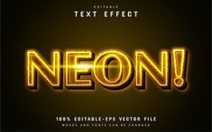 neon text effect in yellow and black with the word neon on it's left side