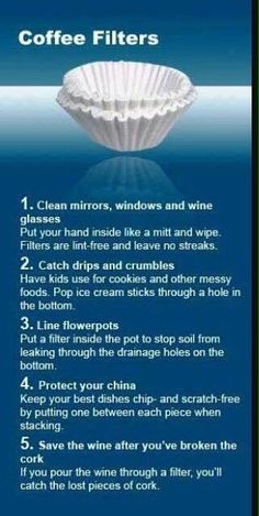 the instructions for coffee filters are shown in this graphic above it is an image of how to use them