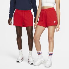 Club Fleece, universally loved for its coziness and consistency, is for everyone. Designed to meet your favorite crop tops at their hem, these relaxed, mid-rise Club Fleece shorts have a supersoft feel that makes it easy to stay comfortable. Nike Red Athleisure Bottoms, Red Cotton Athleisure Activewear, Red Relaxed Fit Comfortable Bottoms, Comfortable Red Relaxed Fit Bottoms, Nike Sporty Bottoms In University Red, Red Sportswear Bottoms For Leisure, Sporty Red Cotton Activewear, Nike Sporty University Red Bottoms, Nike Cotton Sweats For Workout