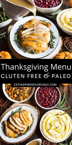 thanksgiving menu with turkey and cranberry sauce