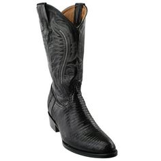 FERRINI Men's Teju Lizard Taylor R-Toe, Color: Black, Size: 10.5-D (1111104105D) Ferrini boots are handcrafted with superb attention to detail. The FERRINI Teju Lizard Taylor Boots feature a black Teju lizard foot under a 13" embroidered leather shaft. Embellished pull straps. Leather lining. Cowboy heel. Single stitched welt. Medium toe profile. Imported. Foreign restrictions may apply. Gender: male.  Age Group: adult. Taylor R, Dan Post Boots, Leather Product, Rodeo Cowboy, Mens Cowboy, Canvas Boots, Square Toe Boots, Embroidered Leather, Foot Bed