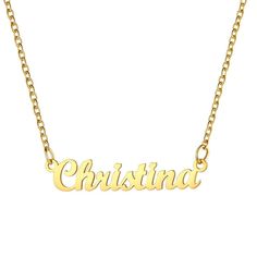 ❤Minimalistic classic name necklace is available in three Fonts: Script MT Bold, Old English, Arabic. ❤Quality high finish 18K Gold Plated/316L Stainless Steel sturdy chain with name pendant is hypoallergenic,lead and nickle free, ideal for sensitive skin, stunning and trendy for daily wear. ❤Can custom any name, personalized Stocking Stuffer or gift for girlfriend, wife, lover, mom, daugther, girls, grandaughter, sister, niece, bride, friends. ❤Perfect for occasions like Christmas, Birthday, An Classic Gold Necklace With Custom Name, Chain With Name Pendant, Personalized Stocking Stuffers, Locket Necklaces, Name Plate Necklace, Fonts Script, Personalized Stocking, Picture Locket, Classic Names