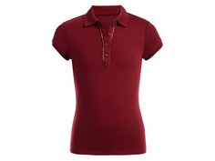 Nautica School Uniform Short Sleeve Polo With Ruffle Placket - Women's Clothing : Burgundy : 60% Cotton, 40% Polyester Viet Nam Machine Wash Short sleeve school uniform polo shirt with button collar closure Decorative ruffle placket School uniform approved Easy care - machine wash cool and tumble dry low Solid long lasting colors Weave type: Knit Cheap Red Polo Shirt For Summer, Cheap Basic Polo Shirt For School, Cheap Short Sleeve Polo Shirt With Button Closure, Cheap Plain Polo Collar Top, Polo Uniform, Girls School Uniform, Girls School, Plus Size Activewear, Preschool Outfits