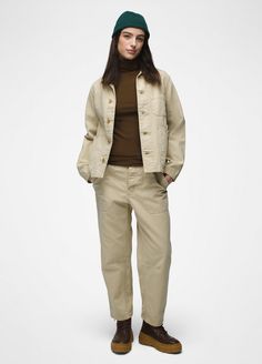 This durable organic cotton canvas jacket channels workwear vibes with its patch pockets and button front. Beige Utility Jacket With Cargo Pockets For Work, Utility Blazer With Patch Pockets And Relaxed Fit, Utility Jacket With Buttoned Pockets For Work, Cotton Outerwear With Patch Pockets For Work, Beige Cotton Utility Jacket With Multiple Pockets, Utility Blazer With Patch Pockets For Everyday, Utility Jacket With Patch Pockets For Workwear, Everyday Cotton Utility Blazer, Everyday Utility Blazer With Patch Pockets