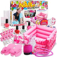 PRICES MAY VARY. [EASY SETUP]- Using inflator pump to push air into your pedicure tub instead of blowing with the mouth. It will not only save your time but also easy for kids to get the best status of the tub. [NAIL ART KITS FOR GIRLS]- Kids will love showing off their nail art with this manicure and pedicure kit. It is the all in one set that help girls understand the color matching and selection well， unleash their creativity. [PEDICURES KIT FOR SPA PARTY]- Use the inflatable pedicure tub, to Pool Nails, Pedicure Tub, Nail Polish Pens, Water Based Nail Polish, Girly Decor, Nail Art Studio, Pedicure Set, Foot Spa, Pedicure Kit