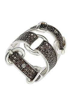 Sterling silver brown cubic zirconia triple buckle ring. Approx. 20mm L x 27mm W ring face. Imported Levian Jewelry, Gemstone Brooch, Cubic Zirconia Bracelet, Buckle Ring, Cubic Zirconia Necklace, Cubic Zirconia Jewelry, Square Rings, Creating Jewelry, Cubic Zirconia Earrings