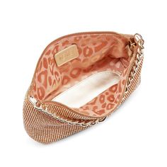 Shoulder bag in apricot diamante' mesh with zip top closure and chunky chain link strap. Fully lined with detachable crossbody chain strap. Shoulder Chain, Zip Top, New Style, Chain Strap, Apricot, Chain Link, 3 D, Mesh, Shoulder Bag