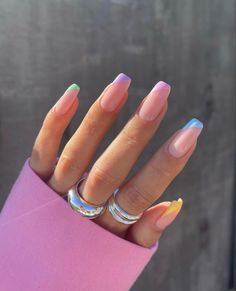 French Tip Acrylic Nails, Cute Gel Nails, Short Acrylic Nails Designs, Pastel Nails, Fire Nails, French Tip Nails