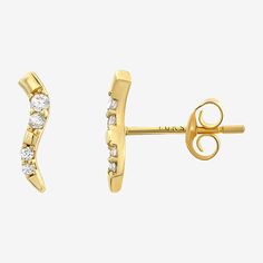 Features: Quick ShipEarring Back: PostStone Cut: RoundMetal Color: YellowEarring Length: 9.6mmEarring Width: 2.4mmCare: Wipe CleanStone Type: 8 Cubic ZirconiaEarrings Type: Post EarringsEarrings Style: Stud EarringsMetal: 14k GoldCountry of Origin: Imported Earrings Stud, Jewellery And Watches, Cubic Zirconia, Fine Jewelry, Stud Earrings, Women Jewelry, Gold, White, Color