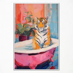 PRICES MAY VARY. 🐅Tiger in Bathtub Wall Art: Add a touch of whimsy and humor to your bathroom décor with our delightful tiger in bathtub wall art. Featuring a charming illustration of a tiger enjoying a relaxing soak, this piece brings a playful vibe to any bathroom. Printed on high-quality canvas or paper, it's sure to spark smiles and laughter every time you see it. 🐅Funny Bathroom Wall Decor: Elevate your bathroom's ambiance with our collection of funny bathroom wall decor. From quirky anim Aesthetic Tiger, Kitsch Aesthetic, Maximalist Bathroom, Preppy Wall Art, Tiger Poster, Dopamine Decor, Wall Art Trendy, Trendy Decor, Bathroom Wall Art