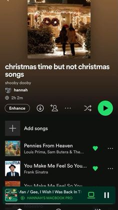 the christmas time but not christmas song is on an iphone screen, and it appears to be playing